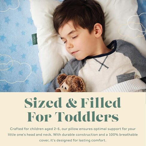 ComfyDown Toddler Pillow, 800 Fill Power Goose Down Fill, 300 Thread Count 100% Cotton Cover - Made in USA 18 Months to 6 Years (12" X 16") in Kuwait
