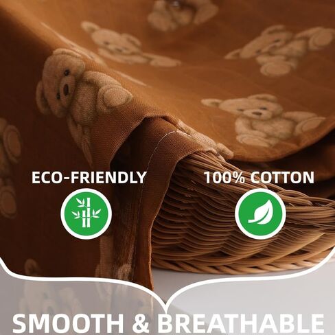 Baby Muslin Swaddle Blankets Bear 100% Cotton Breathable Receiving Blankets Soft and Large 47 x 47 Inches Newborn Essentials Gift for Baby Shower in Kuwait