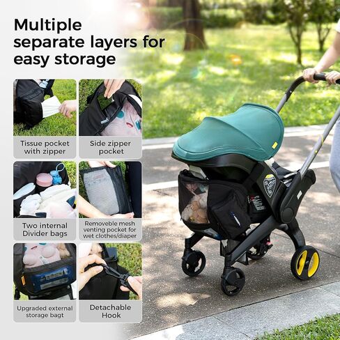 Storage Bag Compatible with Doona Car Seat Stroller, Stroller Accessories, Large Capacity, Diaper Bag Accessories, Wearable/Handle Backpack, Stroller Organizer Bag Carry-All Parent Organizer (Black) in Saudi Arabia