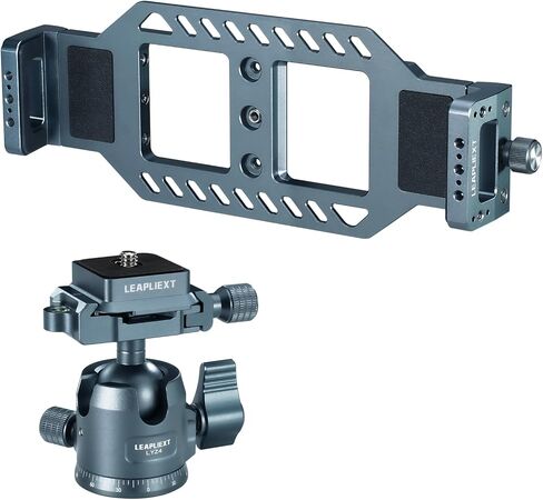 Aluminum 360° Panoramic Tripod Head with Arca-Swiss Quick Release & Laptop Mount, 1/4" & 3/8" Screw, Anti-Slip Pad, for Camera, Tripod, Monopod, Phone, iPad, Live Streaming, Outdoor Media Production, in Saudi Arabia