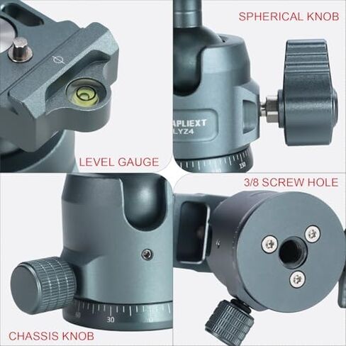 Aluminum 360° Panoramic Tripod Head with Arca-Swiss Quick Release & Laptop Mount, 1/4" & 3/8" Screw, Anti-Slip Pad, for Camera, Tripod, Monopod, Phone, iPad, Live Streaming, Outdoor Media Production, in Saudi Arabia