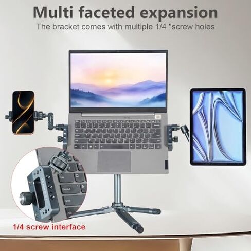 Aluminum 360° Panoramic Tripod Head with Arca-Swiss Quick Release & Laptop Mount, 1/4" & 3/8" Screw, Anti-Slip Pad, for Camera, Tripod, Monopod, Phone, iPad, Live Streaming, Outdoor Media Production, in Saudi Arabia