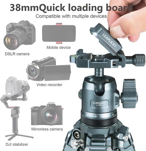 Aluminum 360° Panoramic Tripod Head with Arca-Swiss Quick Release & Laptop Mount, 1/4" & 3/8" Screw, Anti-Slip Pad, for Camera, Tripod, Monopod, Phone, iPad, Live Streaming, Outdoor Media Production, in Saudi Arabia