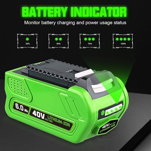 29462 6.0Ah Li-ion Replacement for GreenWorks 40V Battery 29472 29252 20202 22262 25312 20642 27062 21242 20302 Compatible with GreenWorks 40V G-Max String Trimmer Hedge Trimmer Pole Saw in Saudi Arabia