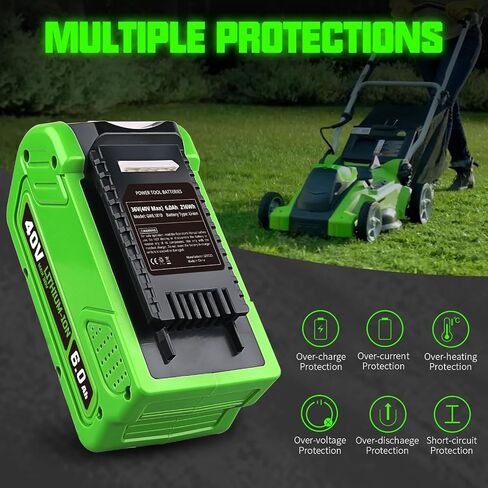 29462 6.0Ah Li-ion Replacement for GreenWorks 40V Battery 29472 29252 20202 22262 25312 20642 27062 21242 20302 Compatible with GreenWorks 40V G-Max String Trimmer Hedge Trimmer Pole Saw in Saudi Arabia