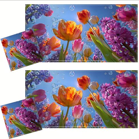 2 Pcs Fluorescent Light Covers for Drop Ceiling, Magnetic Fabric Diffuser, 4x2 Feet, for Office, School, Hospital, Home(Tulips and Hyacinths) in Kuwait