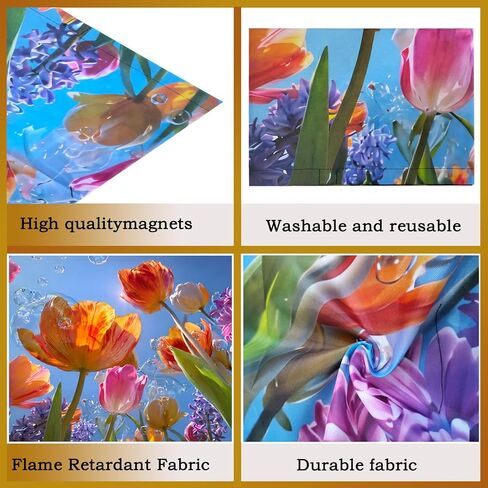2 Pcs Fluorescent Light Covers for Drop Ceiling, Magnetic Fabric Diffuser, 4x2 Feet, for Office, School, Hospital, Home(Tulips and Hyacinths) in Kuwait