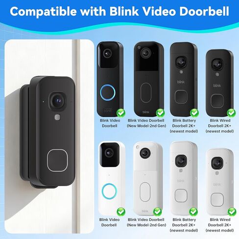 Adjustable Doorbell Mount Compatible with Blink New-est 2026 Battery Doorbell 2K+, 40°-140° Left/Right Swivel Doorbell Camera Mount, Wide Viewing Angle Bracket for Home/Apartment - Black in Saudi Arabia