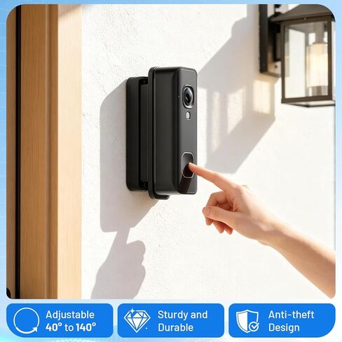 Adjustable Doorbell Mount Compatible with Blink New-est 2026 Battery Doorbell 2K+, 40°-140° Left/Right Swivel Doorbell Camera Mount, Wide Viewing Angle Bracket for Home/Apartment - Black in Saudi Arabia