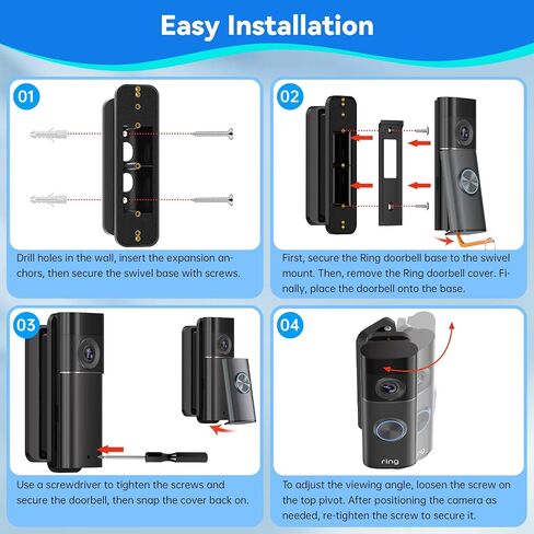 Adjustable Doorbell Mount Compatible with Blink New-est 2026 Battery Doorbell 2K+, 40°-140° Left/Right Swivel Doorbell Camera Mount, Wide Viewing Angle Bracket for Home/Apartment - Black in Saudi Arabia