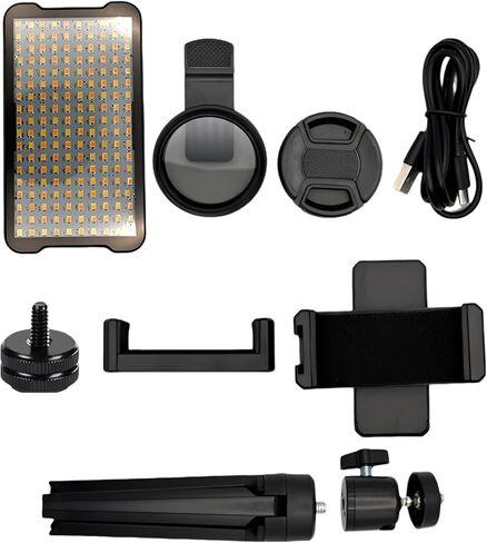 Tattoo Photography Light Kit, Rechargeable LED Light with 52 mm CPL Polarizing Lens, Smartphone Vertical Mount, Tripod for Tattoo Artists, Portable Photo Studio Lighting, 5.9 x 5.9 x 2 in in Saudi Arabia