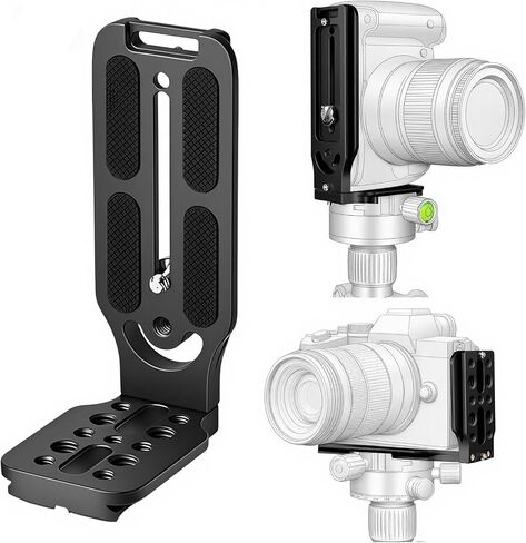 Arca-Type DSLR Camera L Bracket, Vertical/Horizontal Switch Quick Release Plate with 1/4" and 3/8" Screws, Aluminum Tripod Mounting Solution Compatible with Canon/Nikon/Sony in Saudi Arabia