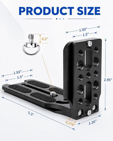Arca-Type DSLR Camera L Bracket, Vertical/Horizontal Switch Quick Release Plate with 1/4" and 3/8" Screws, Aluminum Tripod Mounting Solution Compatible with Canon/Nikon/Sony in Saudi Arabia
