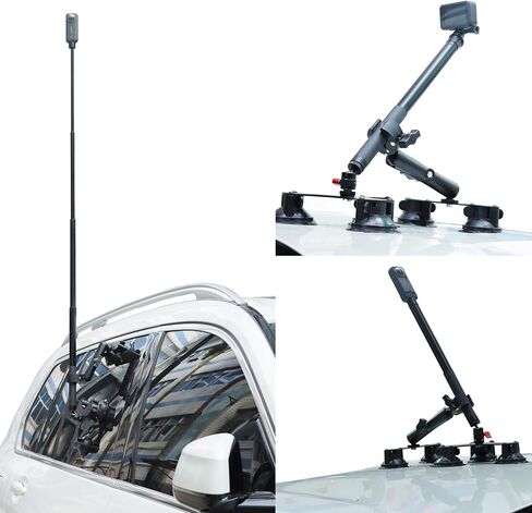 5 in1 Suction Car Mount insta 360 car mount With 67" Invisible Selfie Stick | 5 Suction Cup for Insta360 X5/X4/X3/GO 3/ONE/Compatible with Gopro 360 Outside Car Mount in Saudi Arabia