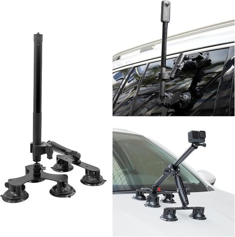 5 in1 Suction Car Mount insta 360 car mount With 67" Invisible Selfie Stick | 5 Suction Cup for Insta360 X5/X4/X3/GO 3/ONE/Compatible with Gopro 360 Outside Car Mount in Saudi Arabia