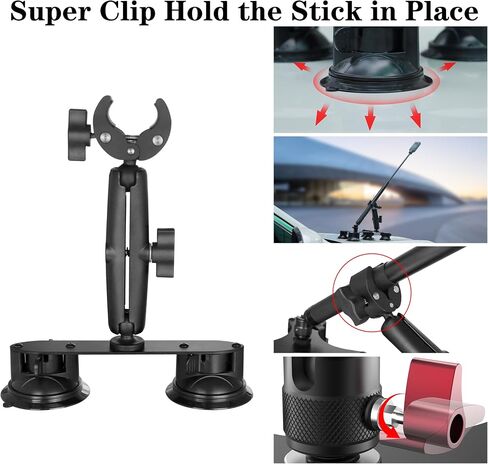 5 in1 Suction Car Mount insta 360 car mount With 67" Invisible Selfie Stick | 5 Suction Cup for Insta360 X5/X4/X3/GO 3/ONE/Compatible with Gopro 360 Outside Car Mount in Saudi Arabia