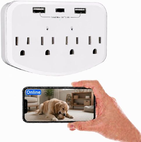 1080P HD WiFi Wall Outlet Camera, Motion Detection Surveillance Cam, Loop Recording Supported, No Audio Indoor Monitor for Baby Pet Home Office in Saudi Arabia