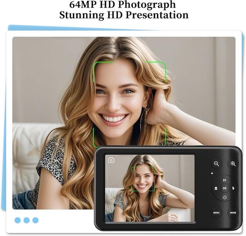 4K 64MP Digital Camera: 12X Optical Zoom Point and Shoot Camera Portable Compact Digicam with Autofocus, Anti-Shake & 64GB Card Pocket-Size for Vlogging Travel for Adults Teens Students in Saudi Arabia
