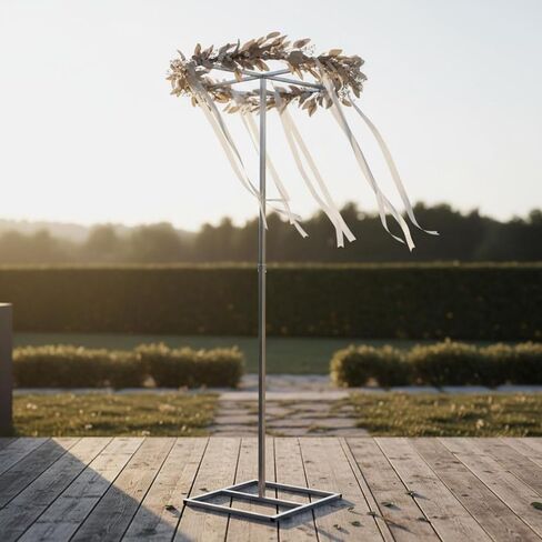 BWOFJGWH Adjustable Support Wrought Iron Hoop Stand Telescopic Backdrop Frame Aisle Marker Wedding Arch Galvanized Iron Paint Finish Suitable for Weddings , Black , 100CM in Saudi Arabia