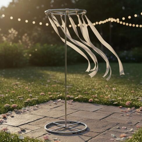 Wreath Frame Round Wedding Arch Backdrop Stand Circle Frame Ceremony Archway Fixture Structure Iron Construction Adjustable Vertical Rod Suitable for, Silver, 100cm Diameter in Kuwait