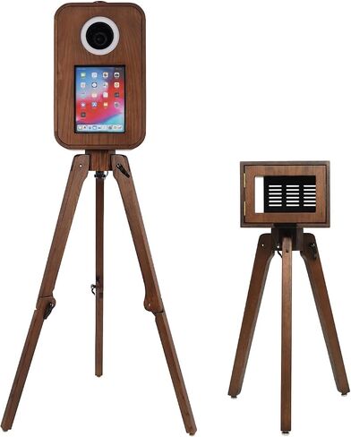 DOEL Photo Booth Machine, Vintage Red Oak Wooden Photo Booth for 12.9" iPad Pro, Printer Stand Included, Portable Photo Booth Design for Weddings, Parties, Halloween, and Events in Saudi Arabia