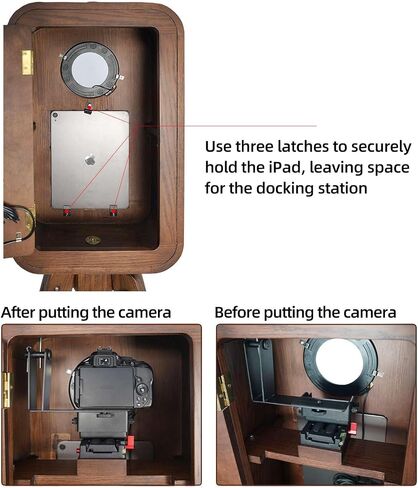 DOEL Photo Booth Machine, Vintage Red Oak Wooden Photo Booth for 12.9" iPad Pro, Printer Stand Included, Portable Photo Booth Design for Weddings, Parties, Halloween, and Events in Saudi Arabia
