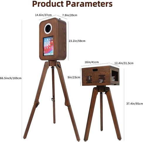 DOEL Photo Booth Machine, Vintage Red Oak Wooden Photo Booth for 12.9" iPad Pro, Printer Stand Included, Portable Photo Booth Design for Weddings, Parties, Halloween, and Events in Saudi Arabia