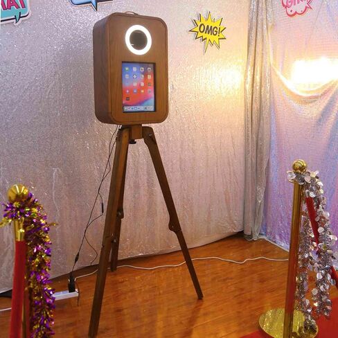 DOEL Photo Booth Machine, Vintage Red Oak Wooden Photo Booth for 12.9" iPad Pro, Printer Stand Included, Portable Photo Booth Design for Weddings, Parties, Halloween, and Events in Saudi Arabia
