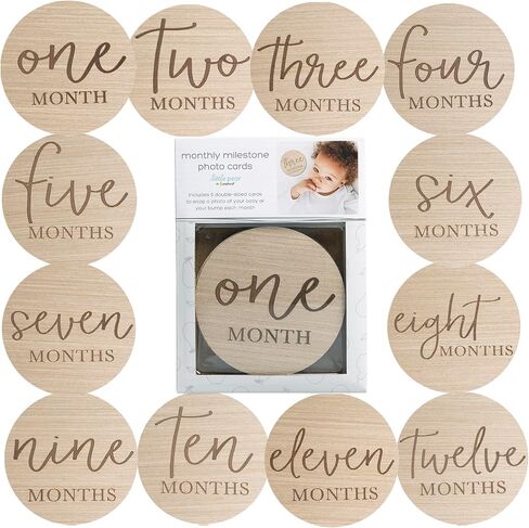 Little Pear Baby Keepsake Milestone Blocks, Growth Marker Blocks, Baby Age Photo Prop, Gray & White, Wooden in Saudi Arabia