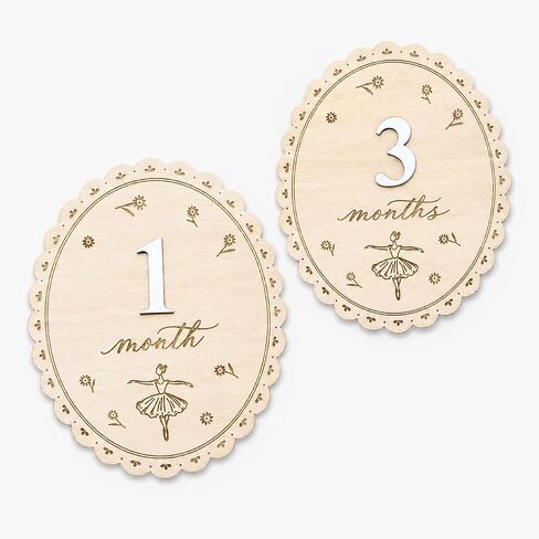 Baby Monthly Milestone Signs, Baby Monthly Milestone Girls, Wooden Double-Sided 1-12 Months Baby Signs with Changeable Numbers, Newborn Photography Props, Nursery Decor for Girls (QR8) in Saudi Arabia