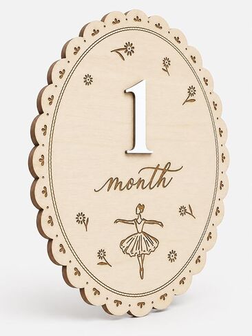 Baby Monthly Milestone Signs, Baby Monthly Milestone Girls, Wooden Double-Sided 1-12 Months Baby Signs with Changeable Numbers, Newborn Photography Props, Nursery Decor for Girls (QR8) in Saudi Arabia