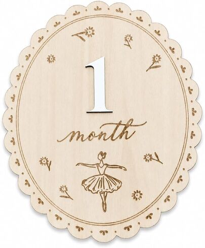 Baby Monthly Milestone Signs, Baby Monthly Milestone Girls, Wooden Double-Sided 1-12 Months Baby Signs with Changeable Numbers, Newborn Photography Props, Nursery Decor for Girls (QR8) in Saudi Arabia