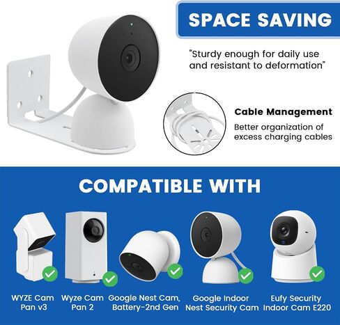 4Pcs Adhesive Metal Camera Mount Bracket with Screws | Two Ways Install White Holder- 2nd Generation, Adjustable, For Indoor Security Monitoring Cameras in Kuwait