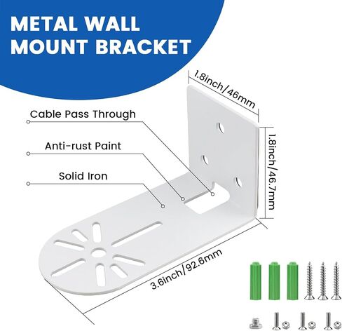 4Pcs Adhesive Metal Camera Mount Bracket with Screws | Two Ways Install White Holder- 2nd Generation, Adjustable, For Indoor Security Monitoring Cameras in Kuwait