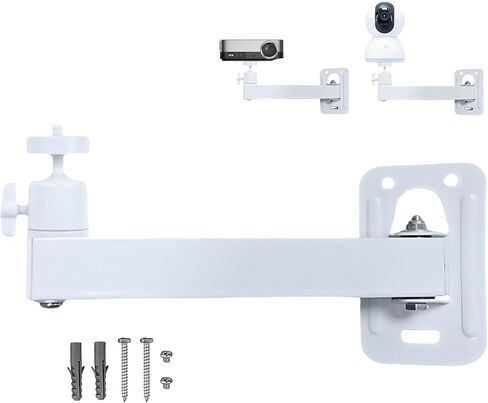 Foldable Projector Wall Mount | White Heavy-Duty | 1/4" Screw | 360° Rotatable | Universal for Mini Projectors & Cameras (7.87" 1/4" Screw Mount) in Saudi Arabia