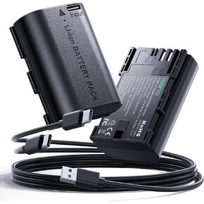 llano 2400mAh LP-E6NH Battery with USB-C Fast Charging for Canon EOS R5/R6/R7 Mark II, 5D/6D/7D Mark II/III/IV, 60D/70D/80D/90D - Fully decoded,Real Capacity,Replacement Batteries (2 Pack) in Kuwait