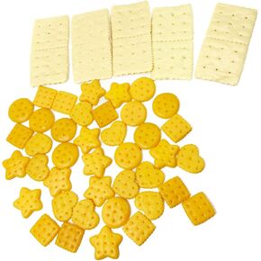 45PCS Fake Resin Cookies, Artificial Crackers & Simulation Biscuits, 5 Styles Lifelike Food Themed Ornaments Bulk for Food Photography Kitchen Home Wedding Display Party Decorations & DIY Crafts in Kuwait