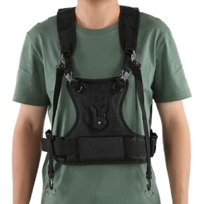 Camera Harness, Multi Carrier Camera Belt Nylon Comfortable | Dual Camera Carrier Harness Dual Camera Strap Multi Carrying Chest Vest Camera Chest Mount with Side Holster and Secure Strap in Saudi Arabia