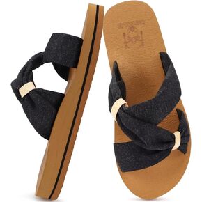 KuaiLu Womens Sandals Black Khaki-CP 8.5 | Memory Cushion Comfortable Walking Slippers in Kuwait