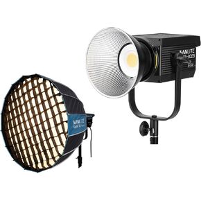 Nanlite FS-300B 350W Bi-Color LED Video Light + 90cm Rapid Parabolic Softbox Bundle, 2700K-6500K CCT Bowens Mount Continuous Light (CRI 96+, App Control) with 35" Quick-Open Deep Parabolic Softbox, Eg in Saudi Arabia