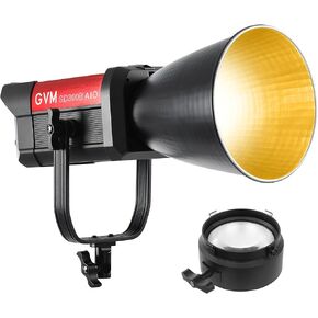GVM SD300B AIO LED ضوء فيديو مع مكثف بصري 3X، ضوء فيديو COB 300 وات مع 2700K-6800K، CRI97+، 37300lux/1m، مجموعة إضاءة التصوير الفوتوغرافي لإنشاء الأفلام/المحتوى، حامل Bowens، التحكم في التطبيق in Kuwait