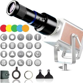 Standard Bowens Mount Snoot Spotlight Kit for Photography, Pro Version 33° Optical GOBO Projector Lens with 20 Metal Gobos, 2 Shutter Blades and 5 Color Gels for LED Lights in Saudi Arabia