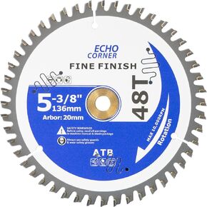 5-3/8" (20mm Arbor) Circular Saw Blade for Wood Cutting, 16mm / 10mm Ring | Fine Finish Fine Cut Crosscut Framing Lumber Plastic Plywood Laminate MDF in Saudi Arabia