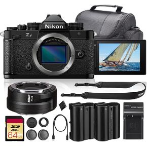 Nikon Zf Mirrorless Camera (Black), 24.5MP Full-Frame FX BSI CMOS Sensor, 96MP High-Res Mode (1761) + FTZ II Mount Adapter + 64GB UHS-II Card + ENEL15 Battery + Camera Bag + Charger (11pc Bundle) | For Photography & Video | 24.5MP Full-Frame Mirrorless Ca in Saudi Arabia