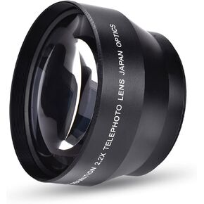 Camera Teleconverter Lens,67mm 2.2X Universal Teleconverter Lens Portable DSLR Cameras Accessory Metal Optical Glass Enhanced Magnification for Close Up Shoot Black in Kuwait