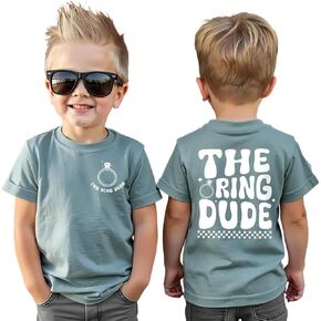 Ritatte The Ring Dude T-Shirt for Boys Ring Bearer Shirt Toddler Wedding Outfit Funny Graphic Short Sleeve Tee Top in Kuwait