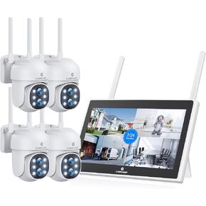 Camcamp Security Camera System with Monitor, 10X Zoom Wireless Camera | Dual Lens, 24/7 Recording, Auto Tracking, Expandable 10.1" Expandable 10CH 4K NVR, 0 Monthly Fee For Home Security in Kuwait
