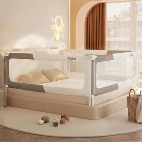 3-Sided Bed Rails for Queen Size Bed, 28'' Extra Tall Baby Guard Bed Rail | Adjustable 2–13" Mattress Fit, No-Drill, Foldable, Safety Child-lock Thickened Bed Railing for Toddler Kids Adult Co-Sleeping in Saudi Arabia