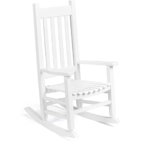Bonnlo Kids Rocking Chair, Wooden Rocker with Classic Design, Solid Hardwood Construction, Indoor Nursery Furniture for Reading, Eating, Playing, Classroom and Bedroom (White) in Saudi Arabia