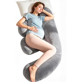Chilling Home Memory Foam Pregnancy Pillow, F Shaped Maternity Pillow, Adjustable Pregnancy Wedge Pillow with Full Body Support for Back, Belly, Hips, Legs, Pregnant Pillows for Side Sleeping, Velvet in Saudi Arabia
